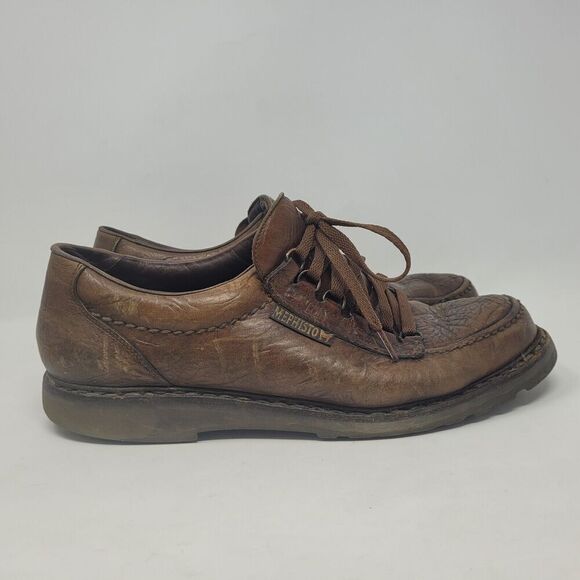 Mephisto Shoes Mens 13 Brown Leather Oxford Textured - Picture 2 of 10